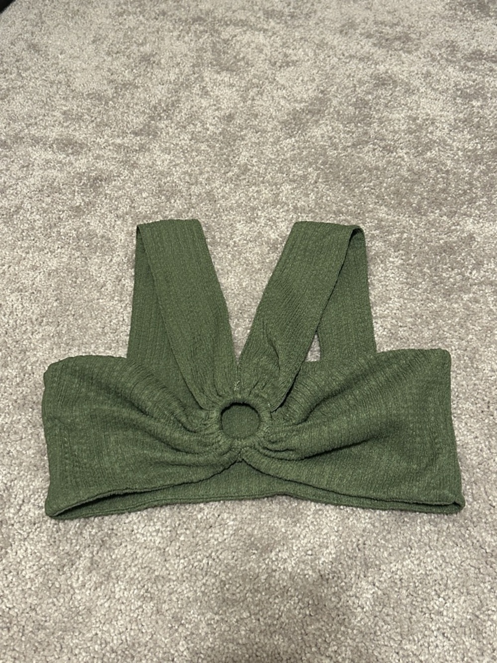Forever 21 Olive Green Ribbed Knot Crop Top